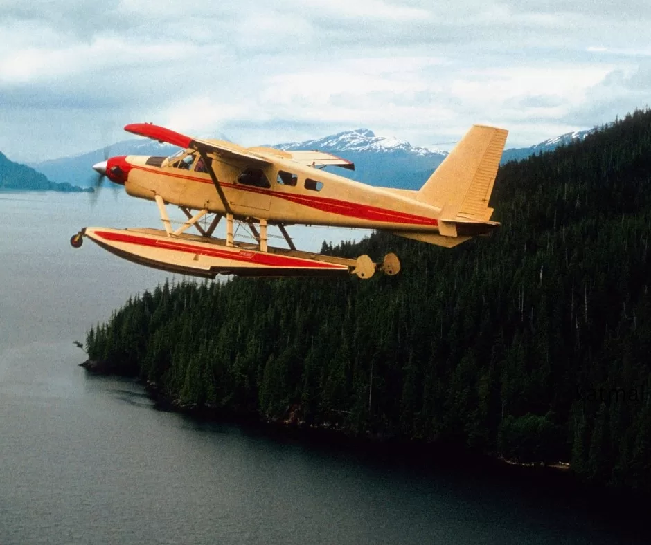 Seaplane flying to Katmai National Park